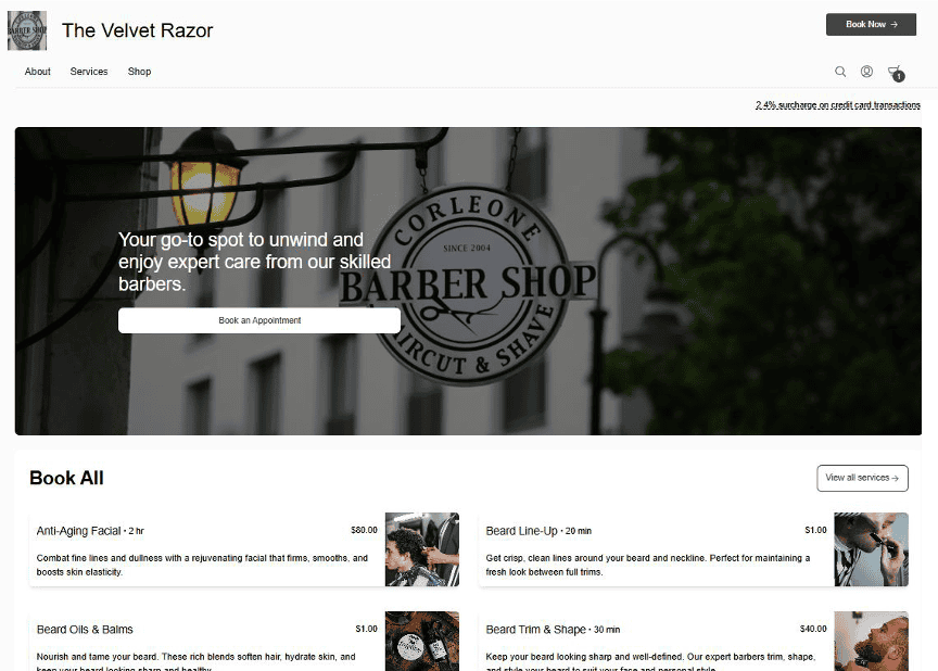 booking page